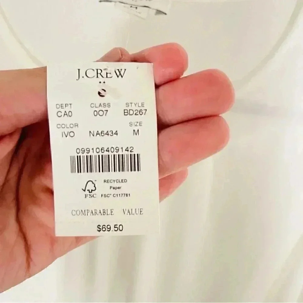 NWT J.Crew Factory Ivory Ruffle Button-Neck Blouse - Picture 5 of 10